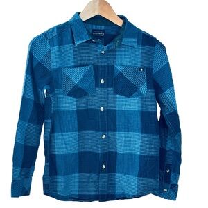 Lucky Brand Shirt Medium kids boys blue Plaid Cotton Button up